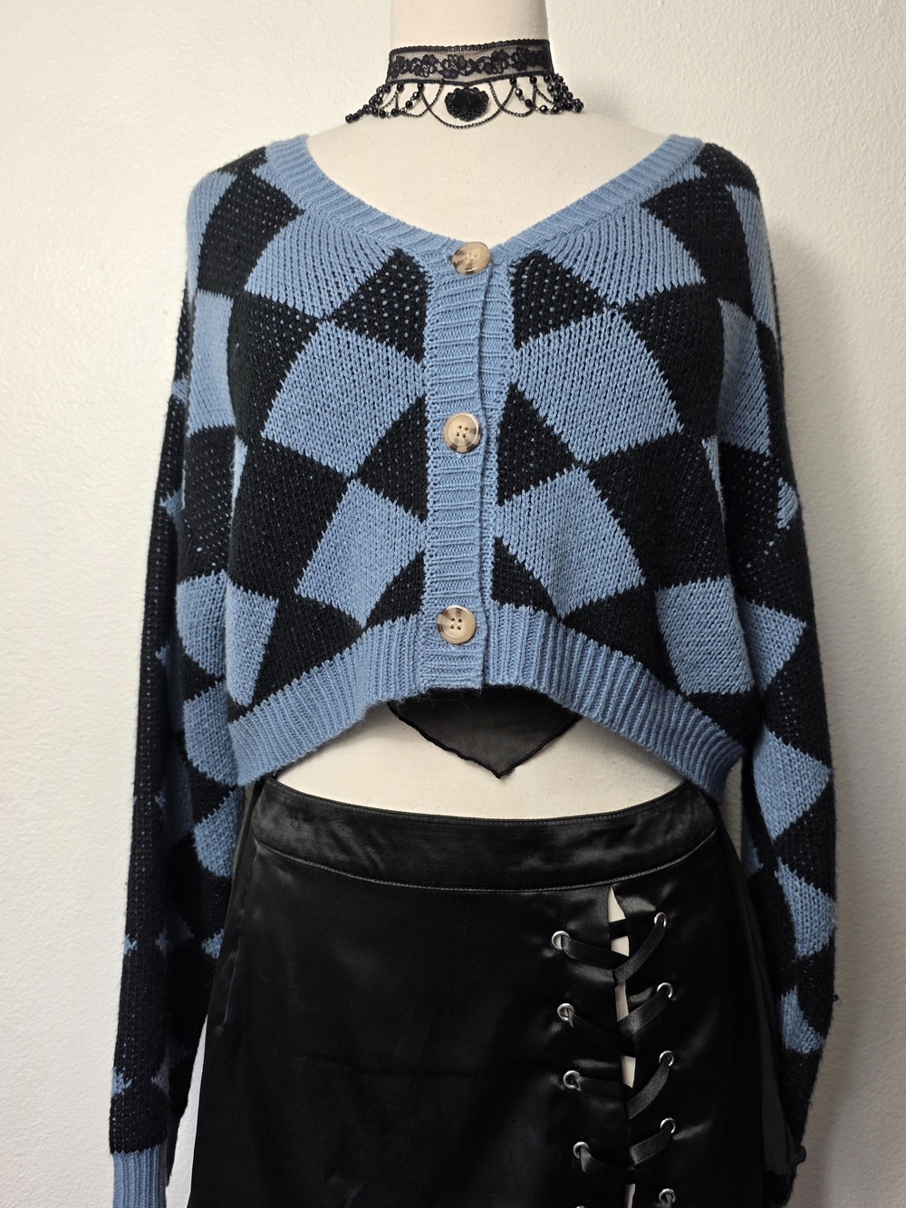 Geometric Cropped Cardigan